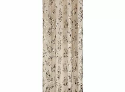 Zasłona gotowa na przelotkach 140x250 GLORIA 2 welwetowa beżowa z szampańskim nadrukiem liści