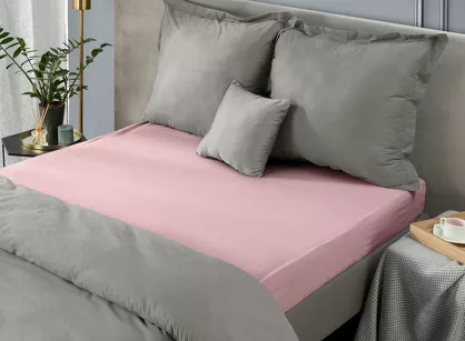 Prześcieradło z bawełny jersey z gumką pudrowe 240x220 Design 91