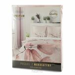 Pościel z makosatyny 220x200 FLORES biała pudrowy róż wzór roślinny z kolekcji Premium - 7
