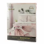 Pościel z makosatyny 220x200 FLORES biała pudrowy róż wzór roślinny z kolekcji Premium - 7