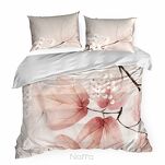 Pościel z makosatyny 220x200 FLORES biała pudrowy róż wzór roślinny z kolekcji Premium - 6