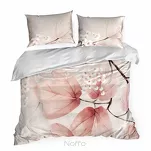 Pościel z makosatyny 220x200 FLORES biała pudrowy róż wzór roślinny z kolekcji Premium - 6