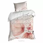 Pościel z makosatyny 220x200 FLORES biała pudrowy róż wzór roślinny z kolekcji Premium - 5