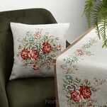 Poszewka gobelinowa 45x45 1233 popielata z wzorem kwiatowym - 2