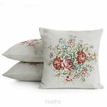 Poszewka gobelinowa 45x45 1233 popielata z wzorem kwiatowym - 3