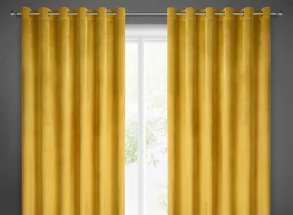 Zasłona na przelotkach 215x250 MELANIE welwetowa musztardowa o aksamitnej strukturze