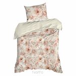 Pościel z mikrowłókna 160x200 FLORINA beżowa pudrowy róż nadruk kwiatowy Design 91 - 4