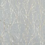 Firana na taśmie 140x270 MELIA biała z etaminy zdobiona gumowym złotym nadrukiem - 2