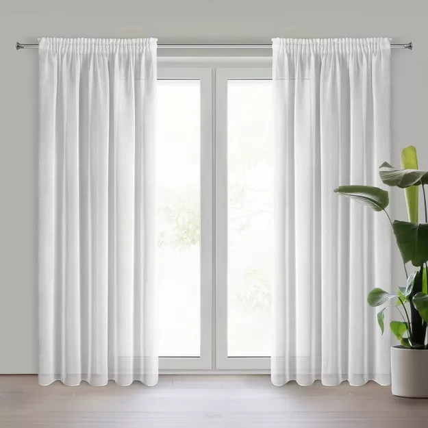 Firana na taśmie 140x300 ANGELA biała z efektem deszczyku półprzeźroczysta