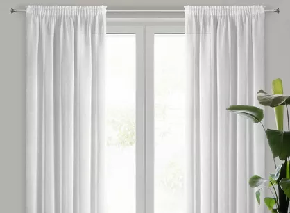 Firana na taśmie 140x300 ANGELA biała z efektem deszczyku półprzeźroczysta