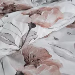 Pościel bawełniana 140x200 NICKY biała z nadrukiem w kolorze rudych kwiatów z kolekcji Classic - 4