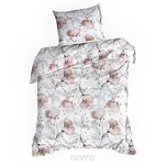 Pościel bawełniana 140x200 NICKY biała z nadrukiem w kolorze rudych kwiatów z kolekcji Classic - 5