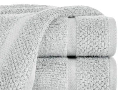 Ręcznik bawełniany 50x90 VILIA srebrny puszysty z ryżową bordiurą