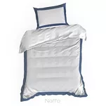 Pościel satyna bawełniana 160x200 LAURA biała zdobiona ozdobną granatową kantą z kolekcji Nova Style - 4