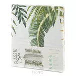 Pościel satynowa 220x200 SPRING 30 biała z wzorem zielonych liści z kolekcji Classic - 2