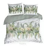 Pościel satynowa 220x200 SPRING 30 biała z wzorem zielonych liści z kolekcji Classic - 3