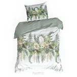 Pościel satynowa 220x200 SPRING 30 biała z wzorem zielonych liści z kolekcji Classic - 4