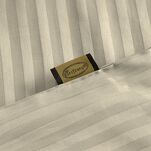 Pościel satynowa 140x200 VERA jednokolorowa gładka beżowa w prążki - 2