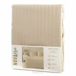 Pościel satynowa 140x200 VERA jednokolorowa gładka beżowa w prążki - 8