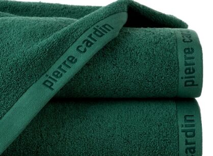Ręcznik 30x50 EVI Pierre Cardin ciemna zieleń zdobiony bordiurą w kolorze ręcznika z logo marki