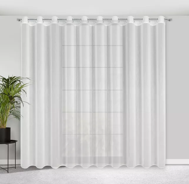 Firana na przelotkach 300x250 LUNA biała przeplatana złotą nicią