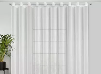 Firana na przelotkach 300x250 LUNA biała przeplatana złotą nicią