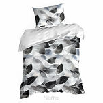 Pościel satynowa 140x200 SPRING 75 biała grafitowa z wzorem roślinnym z kolekcji Classic - 2
