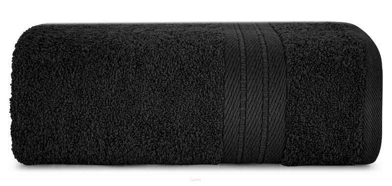 Ręcznik bawełniany 50x90 KAYA czarny zdobiony bordiurą w pasy