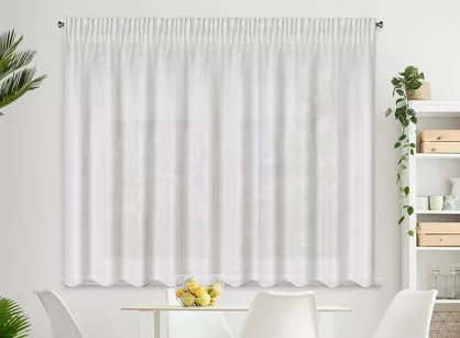 Firana na taśmie 300x150 SIBEL biała z szampańskim nadrukiem drobnych rombów