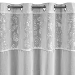 Firana na przelotkach 140x250 ILANA biała z etaminy ze srebrnym nadrukiem listków - 4
