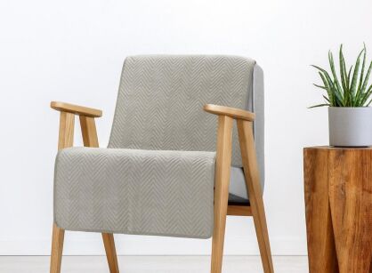 Narzuta na fotel welwetowa 70x160 SOFIA beżowa pikowana w gęstą jodełkę