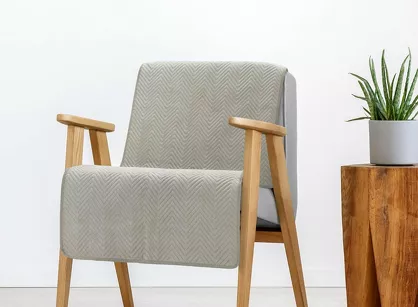 Narzuta na fotel welwetowa 70x160 SOFIA beżowa pikowana w gęstą jodełkę