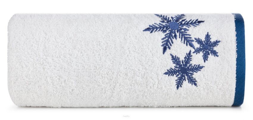 Ręcznik świąteczny 50x90 CAROL 1 biały z wyhaftowanymi gwiazdkami niebieskimi