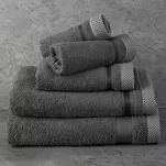 Ręcznik 100x150 ABBIE stalowy  z żakardową błyszczącą bordiurą w pasy z delikatną krateczką 500 g/m2 - 4