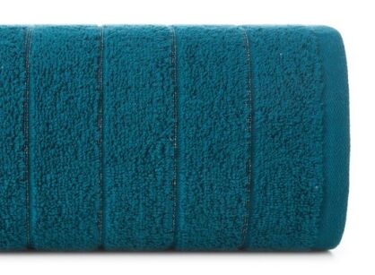 Ręcznik bawełniany 30x50 DALI turkusowy gładki z subtelną bordiurą z błyszczącą nicią