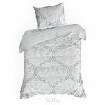 Pościel welwetowa 220x200 FLANO 5 srebrna z tłoczonym wzorem ornamentowym z kolekcji NOVA - 5