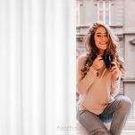 Zasłona na przelotkach 135x250 LOGAN zaciemniająca biała jednokolorowa z półmatowej tkaniny - 7