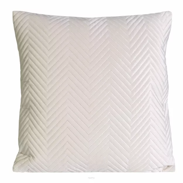 Poszewka welwetowa 45x45 Sofia kremowa pikowana w gęstą jodełkę