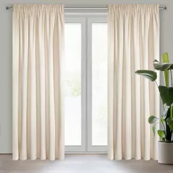 Zasłona gotowa na taśmie 140x270 VILLA welwetowa jasny beż jednokolorowa o aksamitnej strukturze