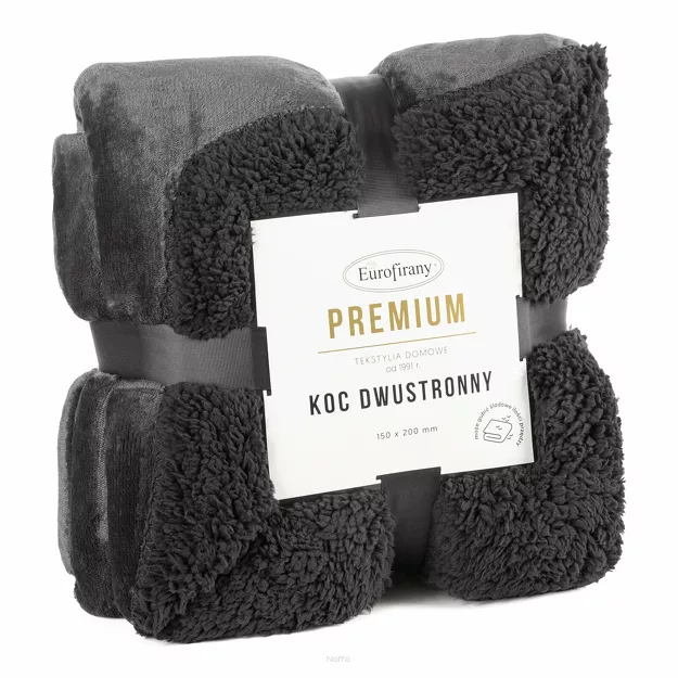 Koc jednokolorowy 200x220 TEDY stalowy imitujący buklę