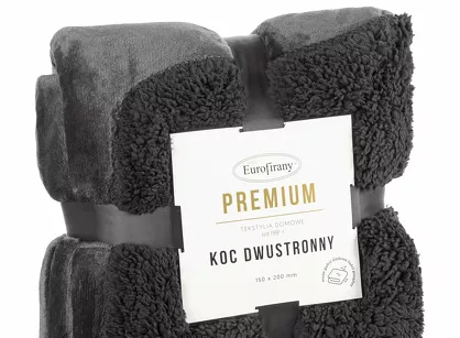 Koc jednokolorowy 200x220 TEDY stalowy imitujący buklę