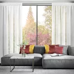 Firana na taśmie 140x270 LUCILA biała z etaminy z etaminy z nakrapianym szampańskim połyskiem - 11