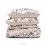 Pościel z mikrowłókna 140x200 LINDA biała ciemny róż nadruk kwiatowy Design 91 - 4