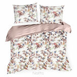 Pościel z mikrowłókna 140x200 LINDA biała ciemny róż nadruk kwiatowy Design 91 - 3