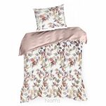 Pościel z mikrowłókna 140x200 LINDA biała ciemny róż nadruk kwiatowy Design 91 - 2