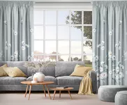 Zasłona na taśmie 135x270 NILA zaciemniająca srebrna różowa kwiatowy nadruk - 10