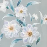 Zasłona na taśmie 135x270 NILA zaciemniająca srebrna różowa kwiatowy nadruk - 2