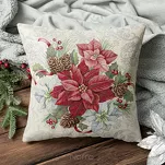 Poszewka świąteczna 45x45 1198 gobelinowa srebrzysta z gwiazdką betlejemską i połyskującą srebrną nicią - 3