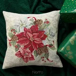 Poszewka świąteczna 45x45 1198 gobelinowa srebrzysta z gwiazdką betlejemską i połyskującą srebrną nicią - 2