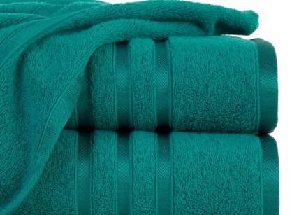 Ręcznik bawełniany 50x90 MADI turkusowy z błyszczącą bordiurą w pasy